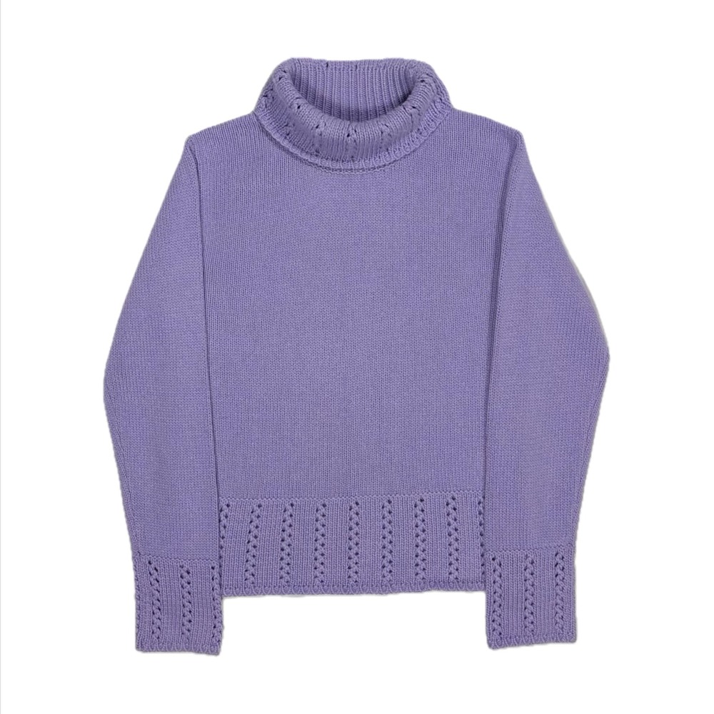 Vtg Talbots Pet Italian Yarn lilac purple knit turtleneck sweater women medium